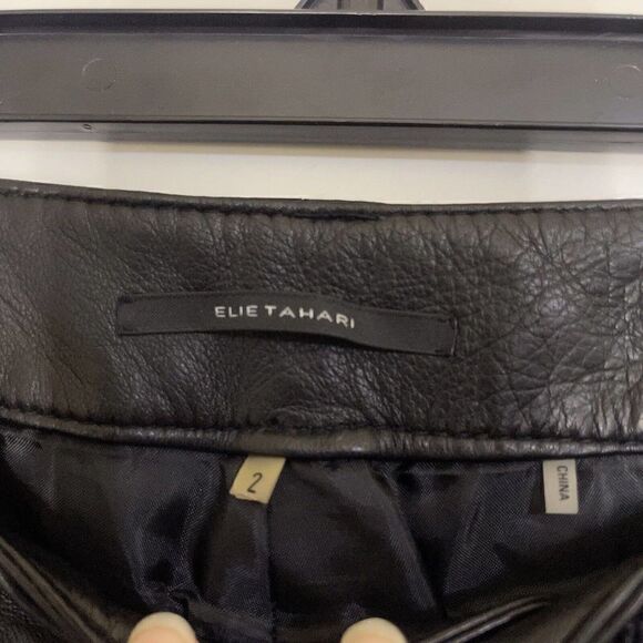 ELIE TAHARI black soft leather straight leg pants size US 2 - Picture 6 of 8